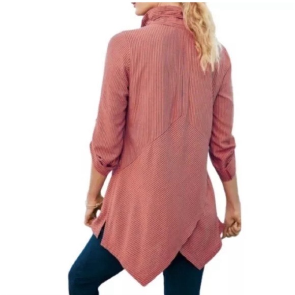 NEW Soft Surroundings Sasha Lagenlook Roll-Tab Sleeve Tunic Top Size L - Picture 4 of 13